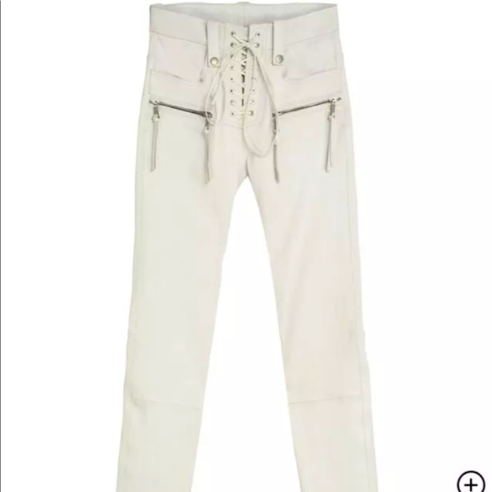 Unravel project white leather lace up pants size 25